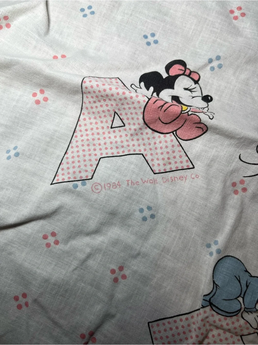 Vintage Dundee 1984 Disney ABC’s Block Crib Fitted Sheet Mickey Minnie Mouse